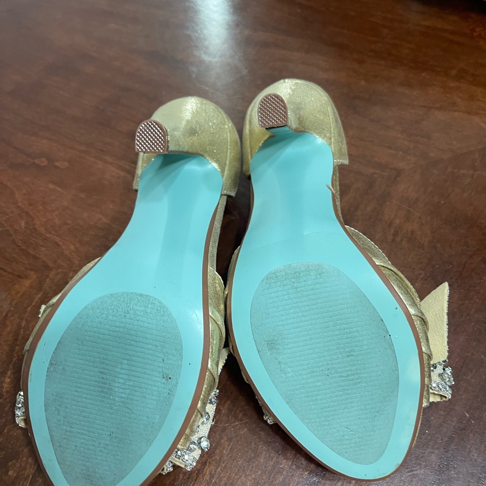 Betsey Johnson Something Blue LANDN Open-Toe Heels Rhinestone Bows - Picture 9 of 11